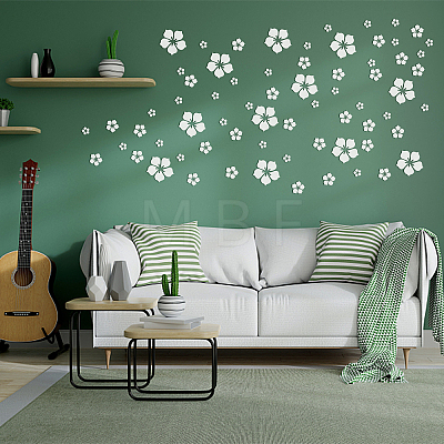   2Sets 2 Colors 3D Flower Acrylic Mirrors Wall Stickers DIY-PH0005-64-1