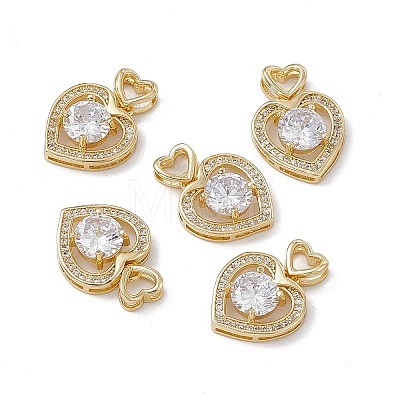 Brass Clear Cubic Zirconia Pendants KK-E068-VA122-1-1