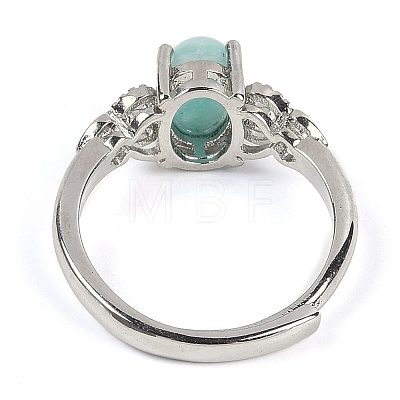 Oval Natural Mixed Stone Adjustable Rings RJEW-Q819-01P-1