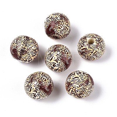 Printed Schima Wood Beads WOOD-N017-01-1