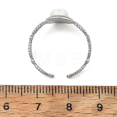 304 Stainless Steel Shell Cuff Open Rings RJEW-JR01111-02-1