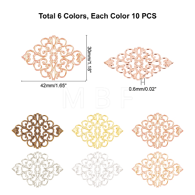   60pcs 6 colors Alloy Filigree Joiners FIND-PH0003-28-1