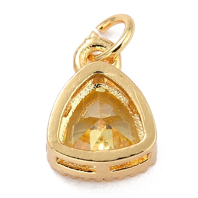 Real 18K Gold Plated Brass Inlaid Cubic Zirconia Charms ZIRC-L100-076G-01-1