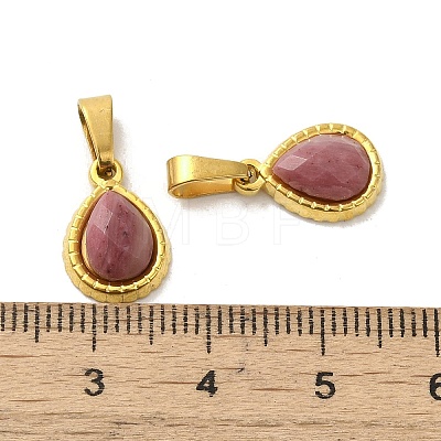 Natural Rhodonite Faceted Teardrop Charms STAS-P361-01G-04-1