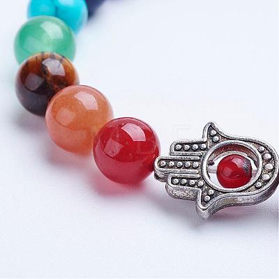Natural Indian Agate Beaded Stretch Bracelets BJEW-P072-F03-1