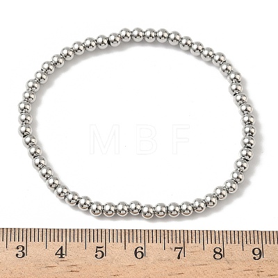 Brass Round Beaded Stretch Bracelets for Men Women BJEW-B148-05B-P-1