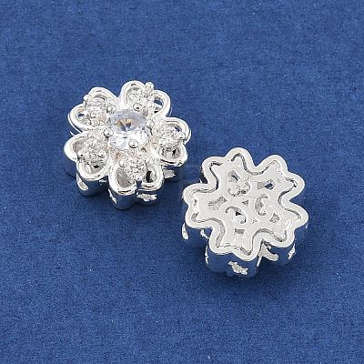 Rack Plating Brass Micro Pave Cubic Zirconia Beads KK-F879-05S-1