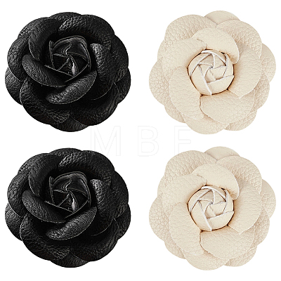 4Pcs 2 Colors Imitation Leather Shoe Buckle Clips with Iron Clip FIND-CL0001-94-1
