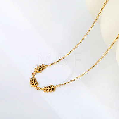 304 Stainless Steel Triple Leaf Pendant Necklaces for Women WG74C14-01-1