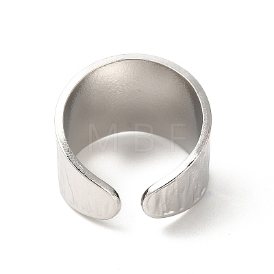 Non-Tarnish 304 Stainless Steel Textured Wide Open Cuff Ring for Women RJEW-E063-22P-1