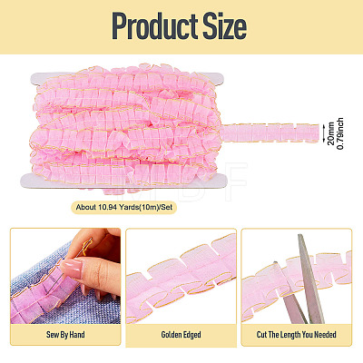 10M Double Layer Polyester Lace Ribbon OCOR-TA0004-14C-1