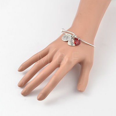 Mother's Day Adjustable Silver Plated Brass Charm Bangles Expandable Bangles BJEW-JB02006-1