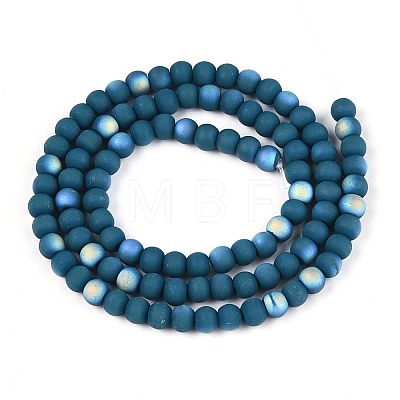Frosted Opaque Glass Beads Strands GLAA-T032-P4mm-MBB14-1