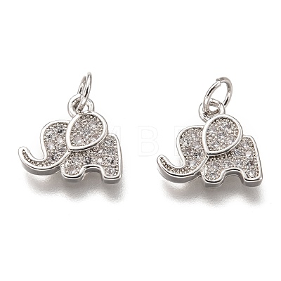 Brass Micro Pave Clear Cubic Zirconia Charms ZIRC-C020-35-1