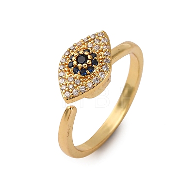 Brass Micro Pave Cubic Zirconia Rotating Cuff Rings RJEW-S636-02G-1