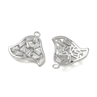 Brass Micro Pave Clear Cubic Zirconia Pendants KK-C259-02P-1