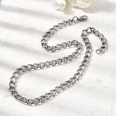 Tarnish Resistant 304 Stainless Steel Twisted Chain Curb Chain Necklaces NJEW-V0323-07-1