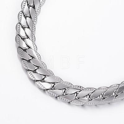 304 Stainless Steel Curb Chain Bracelets BJEW-H491-03P-1