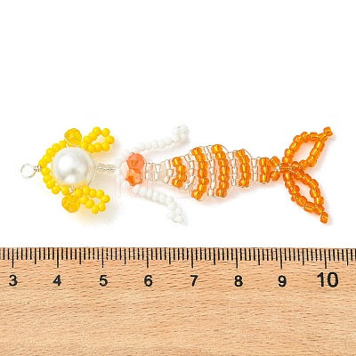 Copper Wire Wrapperd Glass Seed Beads Big Pendants PALLOY-MZ01442-02-1