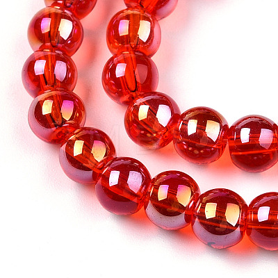 Electroplate Transparent Glass Beads Strands GLAA-T032-T6mm-AB09-1