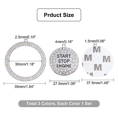   3Sets 3 Colors Zinc Alloy Car Stickers DIY-PH0008-56-1