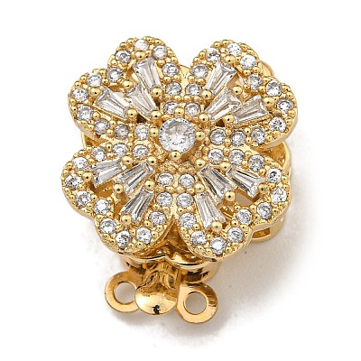 Brass Micro Pave Cubic Zirconia Box Clasps KK-U037-34G-1