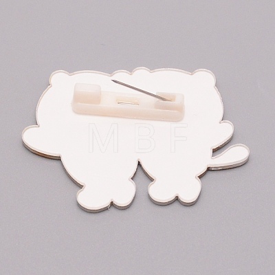 Double Tiger Chinese Zodiac Acrylic Brooch JEWB-WH0022-08-1
