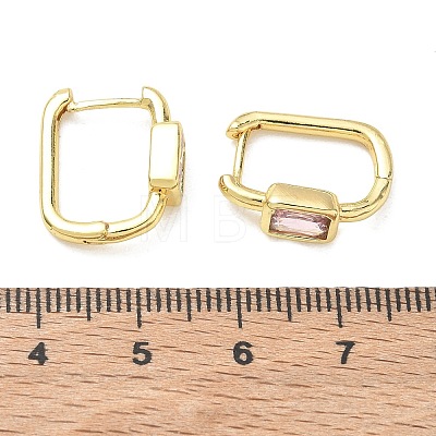 Brass Pave Single Cubic Zirconia Hoop Earrings KK-CBA98BA-18G-1