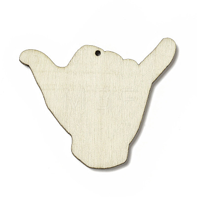 American Flag Theme Single Face Printed Aspen Wood Gesture Big Pendants WOOD-G014-17-1