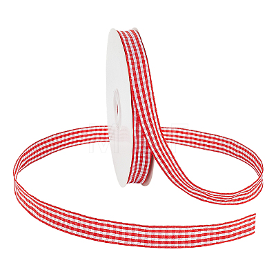 Polyester Tartan Ribbon OCOR-WH0082-574B-01-1
