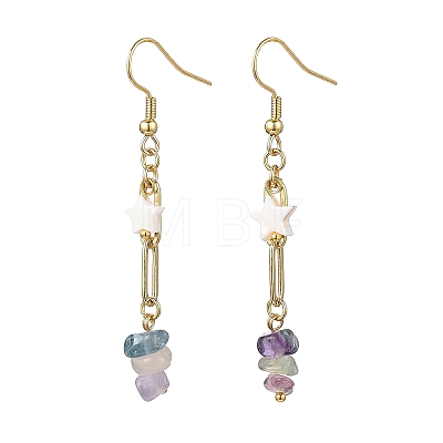 Natural Mixed Stone Nuggets Dangle Earrings EJEW-JE06811-1