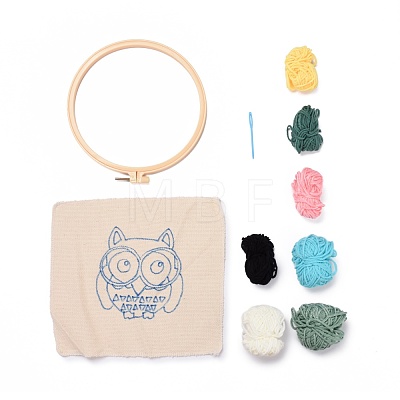 Owl Punch Embroidery Supplies Kit DIY-H155-02-1