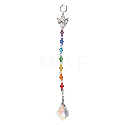 Angel Glass & Alloy Pendant Decorations HJEW-JM02092-1