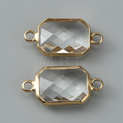 Glass Connector Charms LS-GLAA-WH0036-16K-1