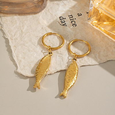 Stainless Steel Fish Hoop Earrings ZZ6845-1