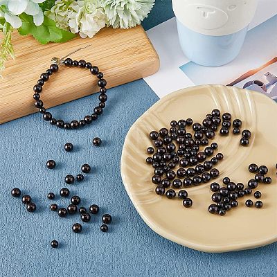 400Pcs 2 Styles Undyed Natural Ebony Wood Beads WOOD-FH0001-99-1