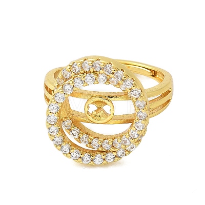 Brass Micro Pave Cubic Zirconia Adjustable Ring Settings KK-K297-05G-1