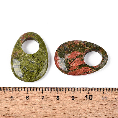 Natural Unakite Large Hole Pendants G-N348-06B-08-1