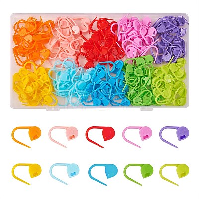 200Pcs 10 Colors Eco-Friendly ABS Plastic Knitting Crochet Locking Stitch Markers Holder KY-SZ0001-28-1