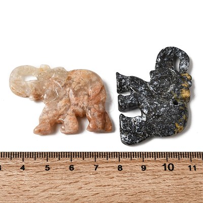 Natural Mixed Gemstone Carved Pendants G-D365-01B-1