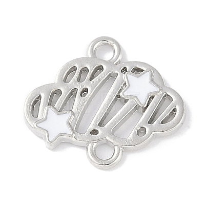 Rack Plating Alloy White Enamel Cloud with Star Links Connector Charms PALLOY-F018-04P-02-1