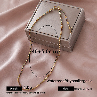 Vintage 304 Stainless Steel Round Mesh Chain Necklaces for Women QF0700-1-1
