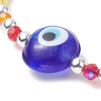 Evil Eye Lampwork & Glass Braided Bead Bracelet BJEW-JB09413-1