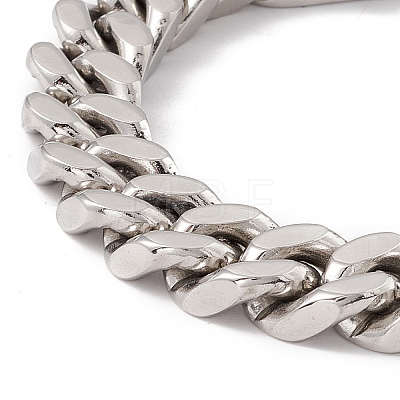 304 Stainless Steel Curb Chains Bracelet for Women BJEW-E107-03P-01-1