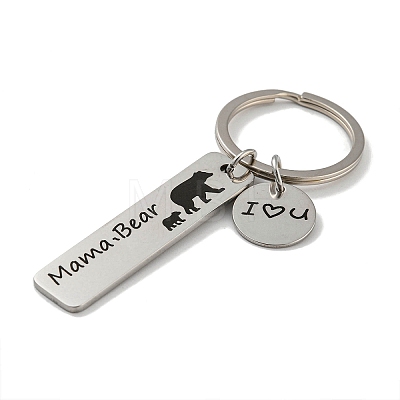 Mother's Day Gift 201 Stainless Steel Word Mama Bear Keychains KEYC-E040-01P-04-1