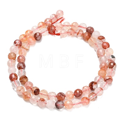 Grade A Natural Red Hematoid Quartz/Ferruginous Quartz Beads Strands G-L642-F03-6mm-1