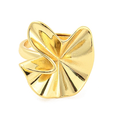 Brass Twist Flat Round Adjustable Ring RJEW-Q781-11G-1