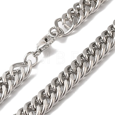 Iron Cuban Link Chain Necklaces for Women Men NJEW-A028-01B-P-1