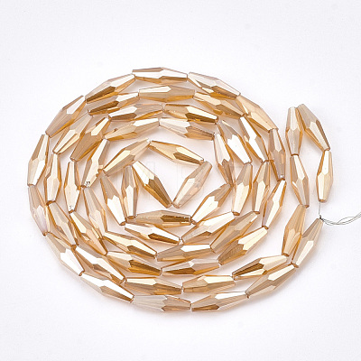 Electroplated Glass Beads Strands EGLA-S174-06G-1