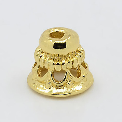 Real 18K Gold Plated Brass Bead Cones KK-K093-03G-1
